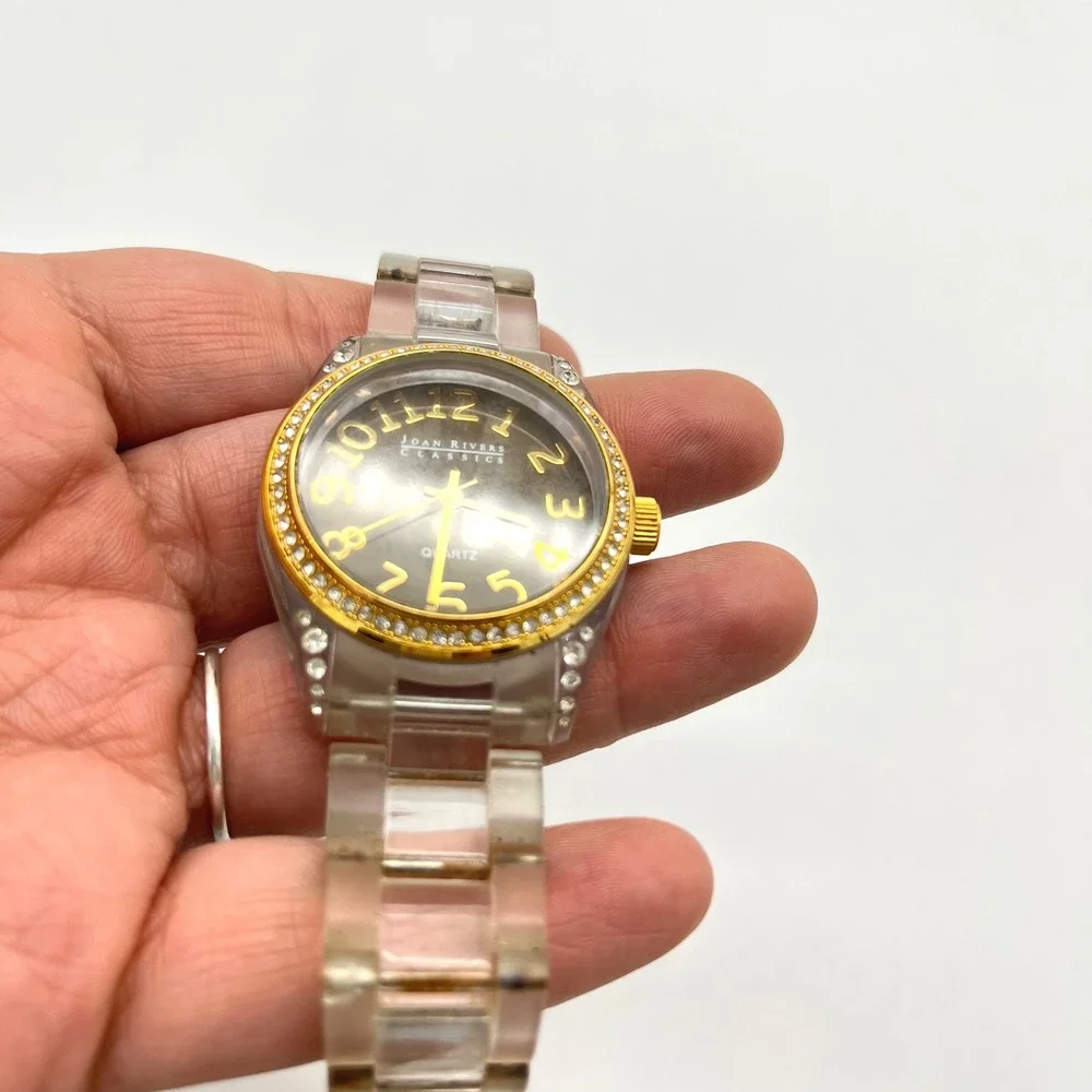 Joan Rivers Classics Women's Gold Tone Rhinestone‎ Bezel Quartz Watch READ!